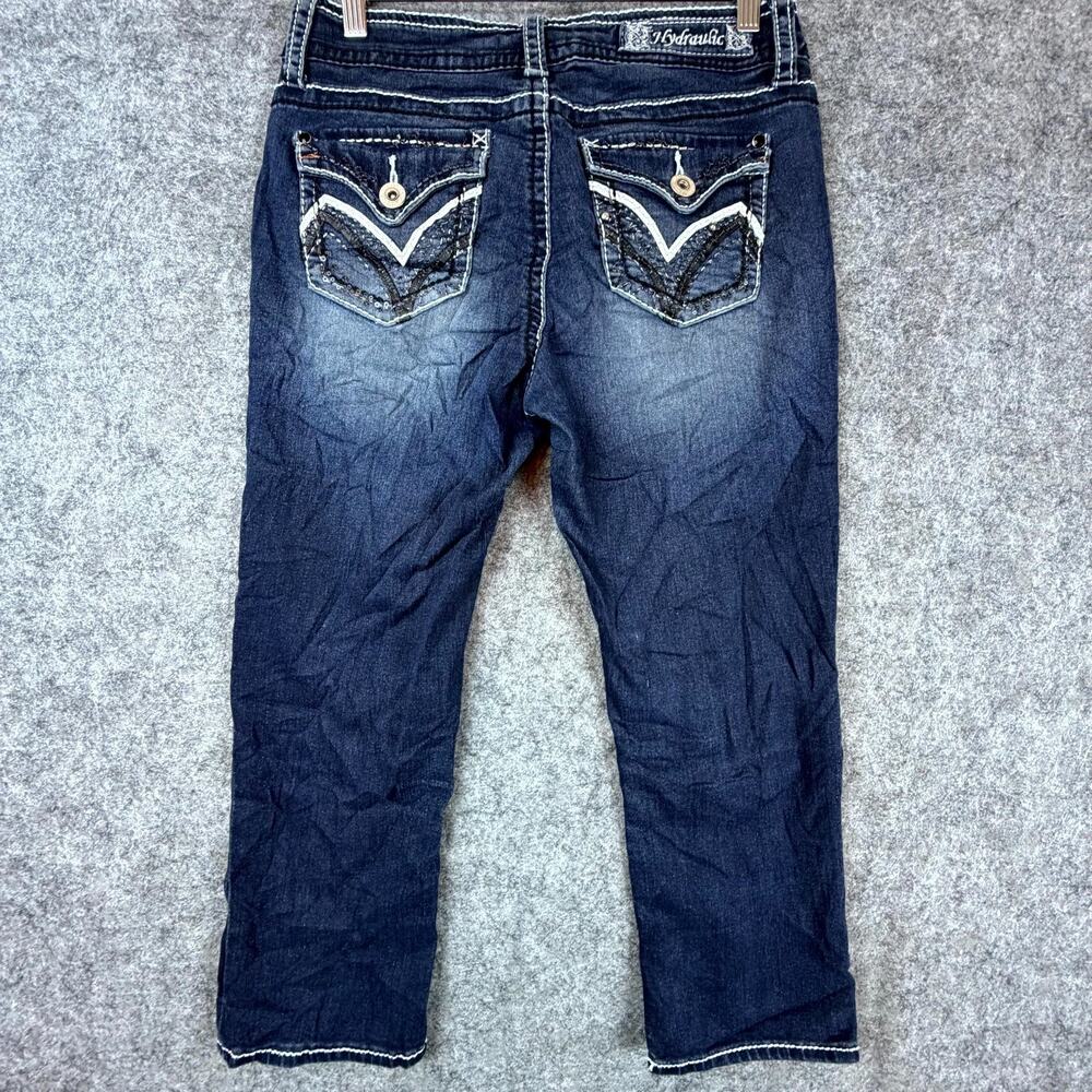 Hydraulic Lola Jeans Womens 9/10 Blue Flap Pocket Y2K Cropped Low Rise Straight